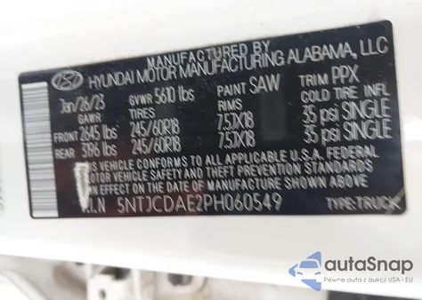 2023 Hyundai Santa Cruz Sel z USA, uszkodzony, nr VIN 5NTJCDAE2PH060549